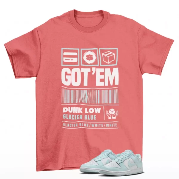 Copped Shirt Coral to Match Dunk Low Glacier Blue DV0833-104 Jezsport.com