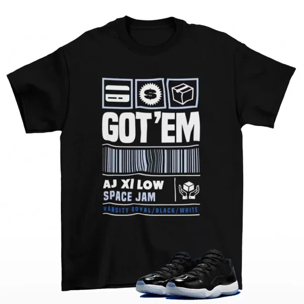 Copped Sneaker Shirt Black to Match Jordan 11 Retro Low Space Jam FV5104-004 Jezsport.com