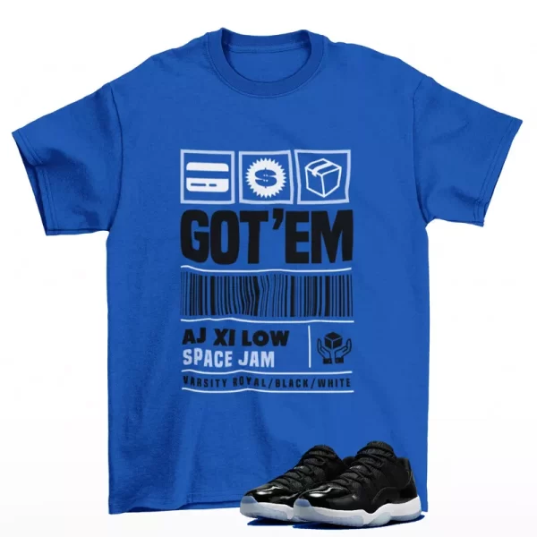 Copped Sneaker Shirt Royal to Match Jordan 11 Retro Low Space Jam FV5104-004 Jezsport.com