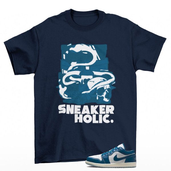 Sneaker Holic Shirt Navy to Match Jordan 1 Low Industrial Blue FN5214-141