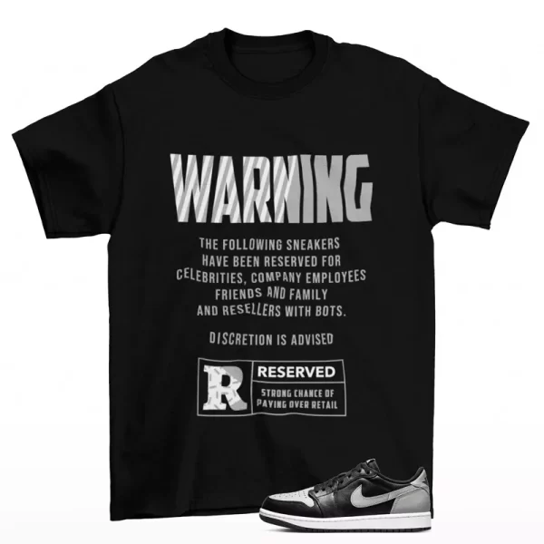 Reserved Sneaker Shirt Black to Match Jordan 1 Low OG Shadow CZ0790-003 Jezsport.com