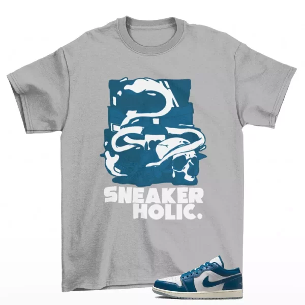 Sneaker Holic Shirt Grey to Match Jordan 1 Low Industrial Blue FN5214-141 Jezsport.com