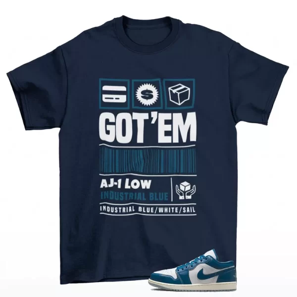 Copped Sneaker Shirt Navy to Match Jordan 1 Low Industrial Blue FN5214-141 Jezsport.com