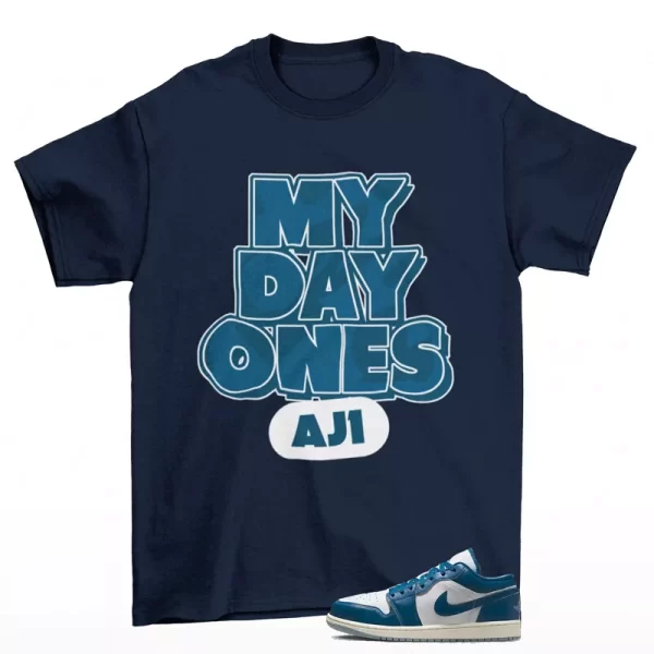 Day One Sneaker Shirt Navy to Match Jordan 1 Low Industrial Blue FN5214-141 Jezsport.com