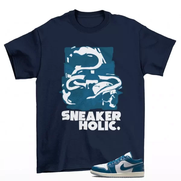 Sneaker Holic Shirt Navy to Match Jordan 1 Low Industrial Blue FN5214-141 Jezsport.com