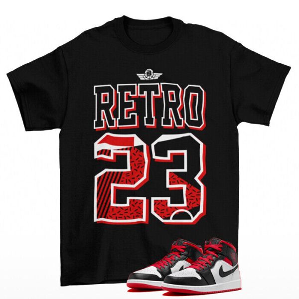 Retro 23 Shirt to Match Jordan 1 Mid Gym Red Black Toe Jezsport.com