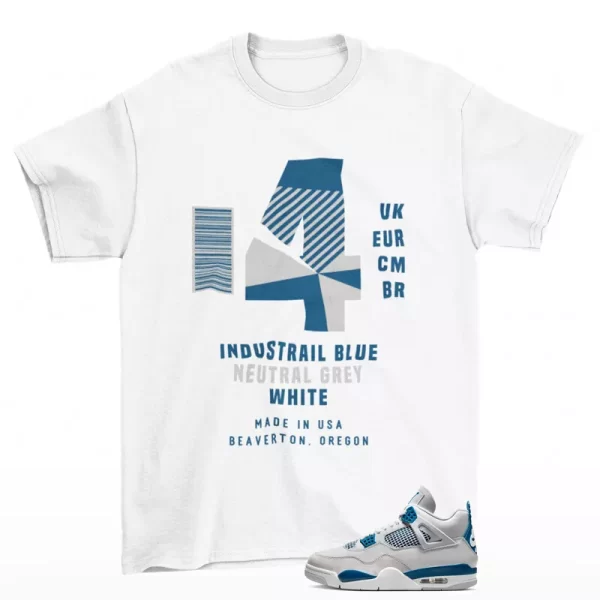 Sneaker Label Shirt White to Match Jordan 4 Industrial Blue FV5029-141 Jezsport.com