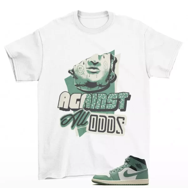 All Odds Sneaker Shirt White to Match Air Jordan 1 Mid Jade Smoke BQ6472-130 Jezsport.com