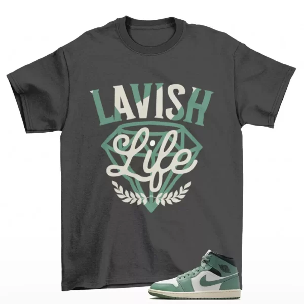 Lavish Sneaker Shirt to Match Air Jordan 1 Mid Jade Smoke BQ6472-130 Jezsport.com