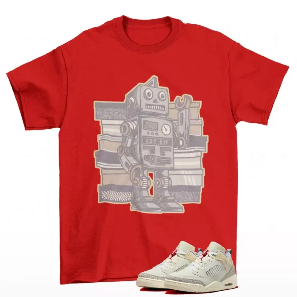 Sneaker Bot Shirt Red to Match Jordan Spizike Low Coconut Milk FQ1759-100 Jezsport.com