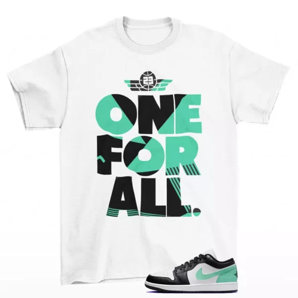 One For All Shirt White to Match Jordan 1 Low Green Glow 553558-131 Jezsport.com