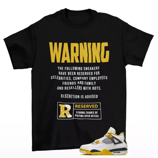 Reserved Sneaker Shirt to Match Jordan 4 Retro Vivid Sulfur AQ9129-101 Jezsport.com