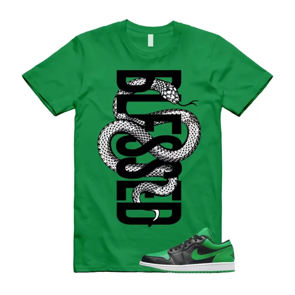 SNAKEBLS T Shirt to match Air Jordan 1 Low Lucky Green Black White Jezsport.com