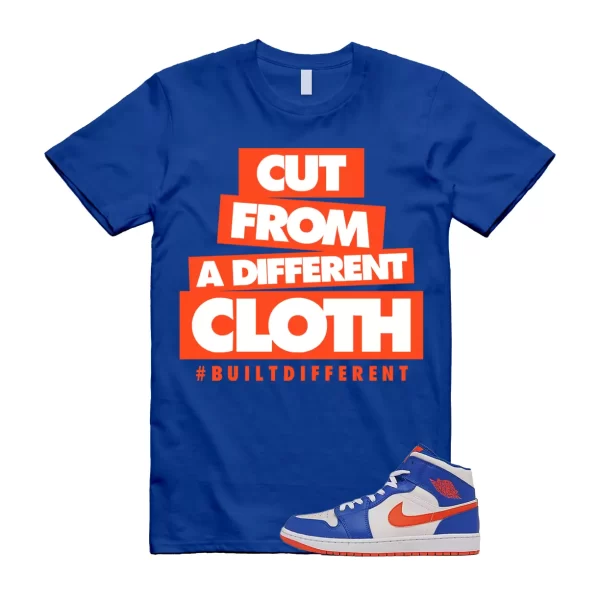 CLOTH T Shirt to match Air Jordan 1 Mid Knicks Sail Game Royal Blue Rush Orange Jezsport.com