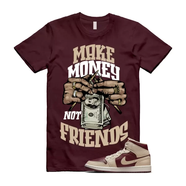 MM T Shirt to match Air Jordan 1 Mid WMNS Split Beach Cherrywood Red Sail Jezsport.com