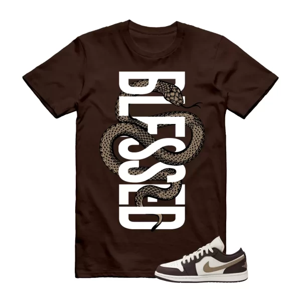 SNAKEBLS T Shirt to match Air Jordan 1 Low Shadow Brown Kelp Sail Jezsport.com