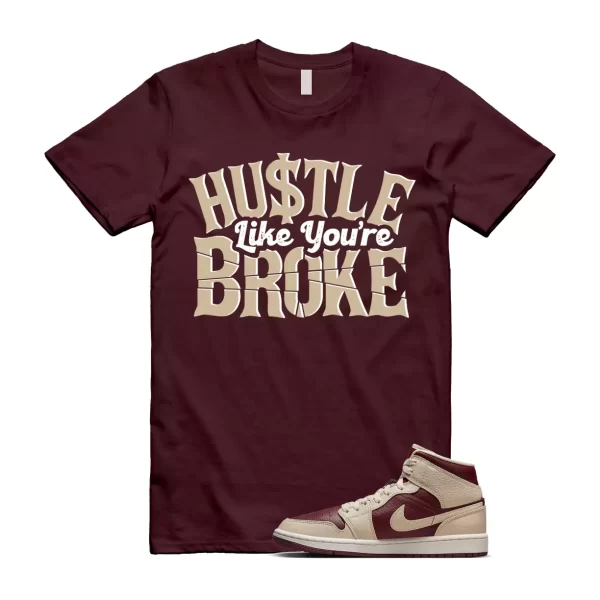 BROKE T Shirt to match Air Jordan 1 Mid WMNS Split Beach Cherrywood Red Sail Jezsport.com