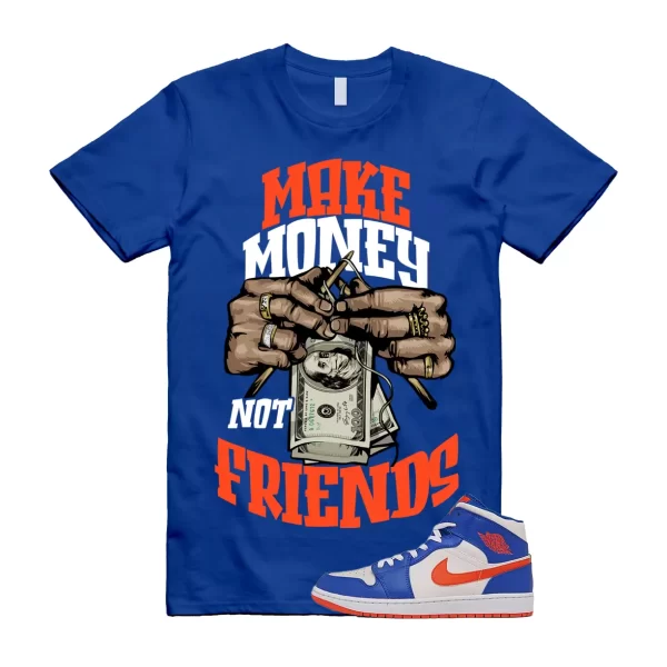 MM Shirt to match Air Jordan 1 Mid Knicks Sail Game Royal Rush Orange Phantom Jezsport.com