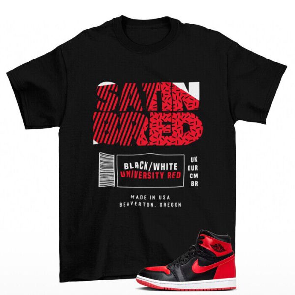 Box Label Shirt Black to Match Jordan 1 Retro High OG Satin Bred Jezsport.com