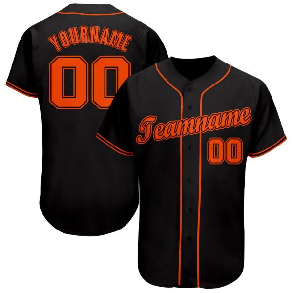 Custom Black Jersey, Personalized Black Baseball Jersey, Custom Baseball Jersey, Custom Black Orange Baseball Jersey Jezsport.com