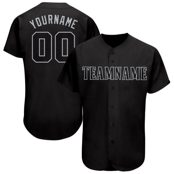 Custom Black Jersey, Personalized Black Baseball Jersey, Custom Baseball Jersey, Custom Black Gray Baseball Jersey Jezsport.com