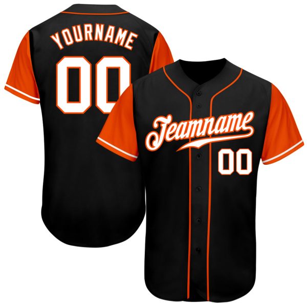 Custom Black Jersey, Personalized Black Baseball Jersey, Custom Baseball Jersey, Custom Black White-Orange Authentic Two Tone Baseball Jersey Jezsport.com