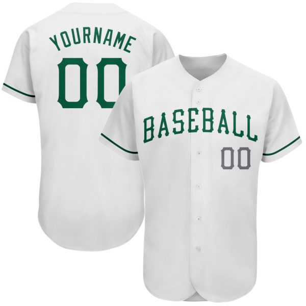 Custom Black Jersey, Personalized Black Baseball Jersey, Custom White Kelly Green-Gray Authentic St. Patrick's Day Baseball Jersey Jezsport.com