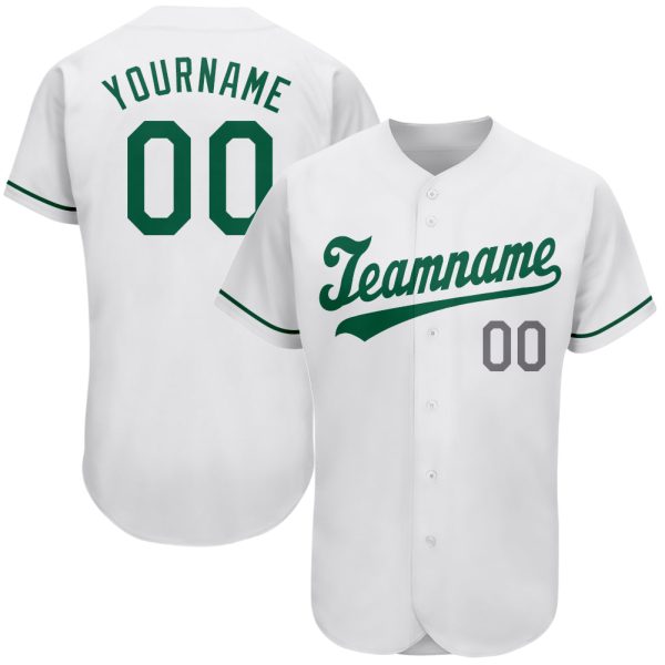 Custom Black Jersey, Personalized Black Baseball Jersey, Custom White Kelly Green-Gray Authentic St. Patrick's Day Baseball Jersey Jezsport.com