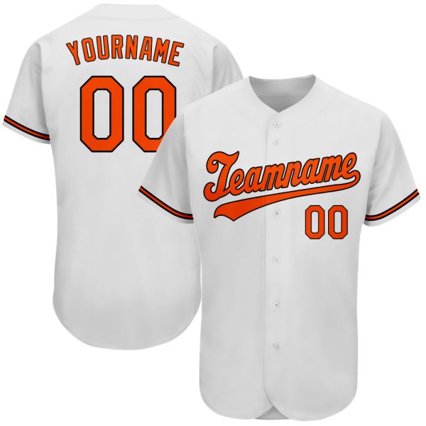 Custom Black Jersey, Personalized Black Baseball Jersey, Custom Baseball Jersey, Custom White Orange-Black Authentic Baseball Jersey Jezsport.com