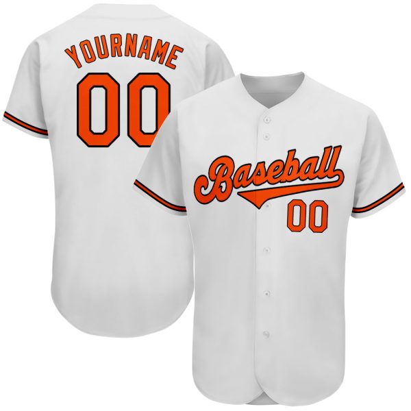 Custom Black Jersey, Personalized Black Baseball Jersey, Custom Baseball Jersey, Custom White Orange-Black Authentic Baseball Jersey Jezsport.com