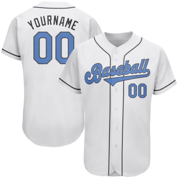 Custom Black Jersey, Personalized Black Baseball Jersey, Custom White Light Blue-Steel Gray Authentic Father's Day Baseball Jersey Jezsport.com