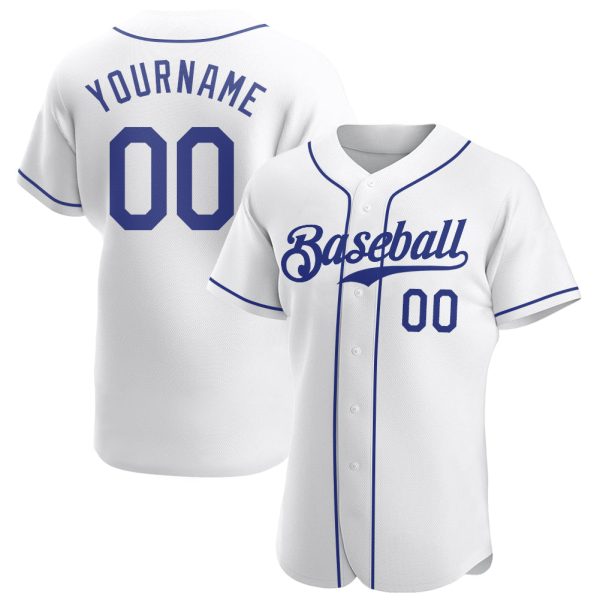 Custom Black Jersey, Personalized Black Baseball Jersey, Custom Baseball Jersey, Custom White Royal Authentic Baseball Jersey Jezsport.com