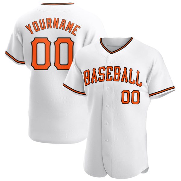 Custom Black Jersey, Personalized Black Baseball Jersey, Custom Baseball Jersey, Custom White Orange-Black Authentic Baseball Jersey Jezsport.com