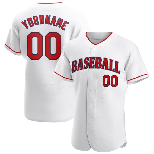 Custom Black Jersey, Personalized Black Baseball Jersey, Custom Baseball Jersey, Custom White Red-Navy Authentic Baseball Jersey Jezsport.com