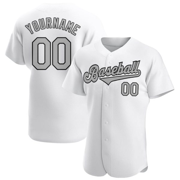 Custom Black Jersey, Personalized Black Baseball Jersey, Custom Baseball Jersey, Custom White Gray-Black Authentic Baseball Jersey Jezsport.com