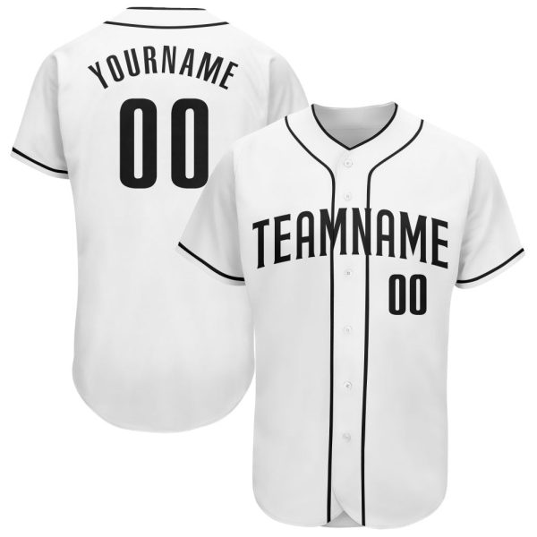 Custom Black Jersey, Personalized Black Baseball Jersey, Custom Baseball Jersey, Custom White Black Authentic Baseball Jersey Jezsport.com