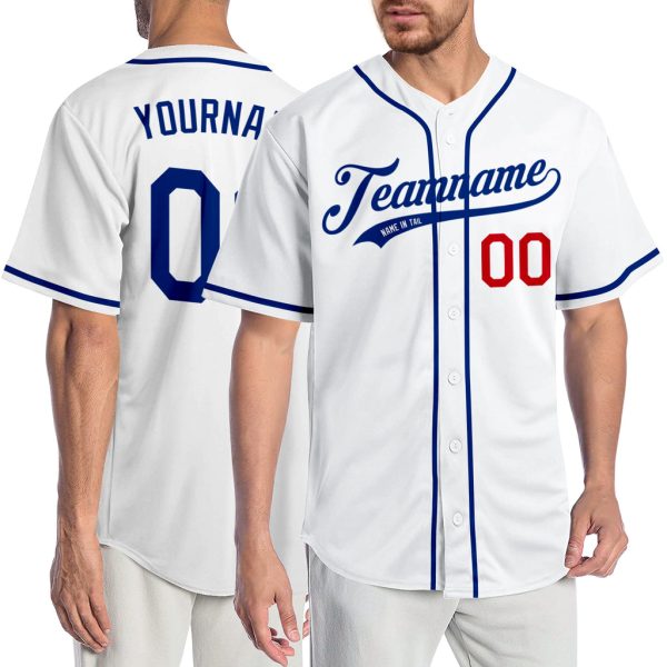 Custom Black Jersey, Personalized Black Baseball Jersey, Custom Baseball Jersey, Custom White Royal-Red Authentic Baseball Jersey Jezsport.com