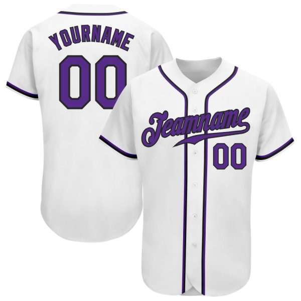 Custom Black Jersey, Personalized Black Baseball Jersey, Custom Baseball Jersey, Custom White Purple-Black Authentic Baseball Jersey Jezsport.com