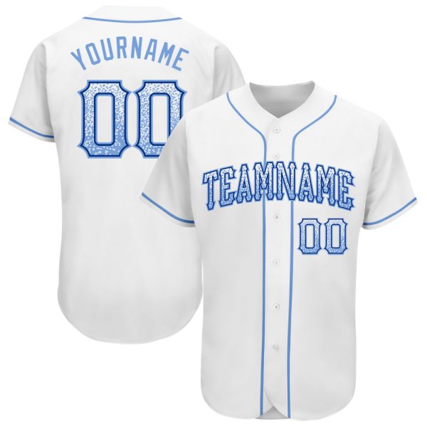 Custom Black Jersey, Personalized Black Baseball Jersey, Custom White Light Blue-Royal Authentic Drift Fashion Baseball Jersey Jezsport.com