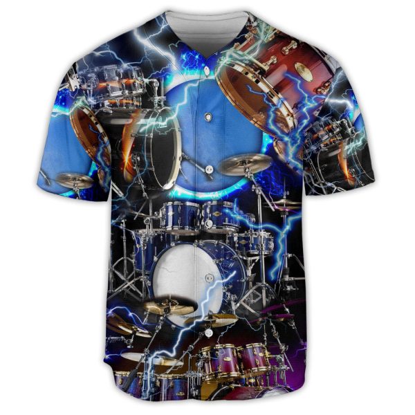 Drum Thunder Lighter Art Style Colorful Baseball Jersey For Men and Women Jezsport.com