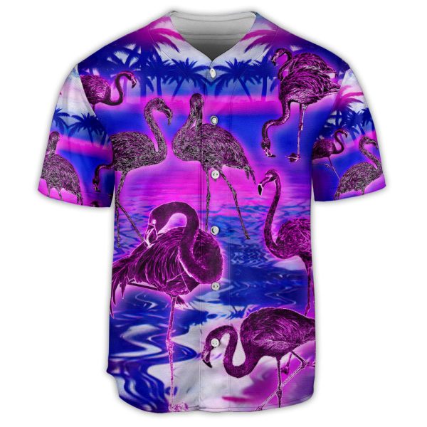 Flamingo Neon Colorful Art Purple Style Baseball Jersey For Men and Women Jezsport.com