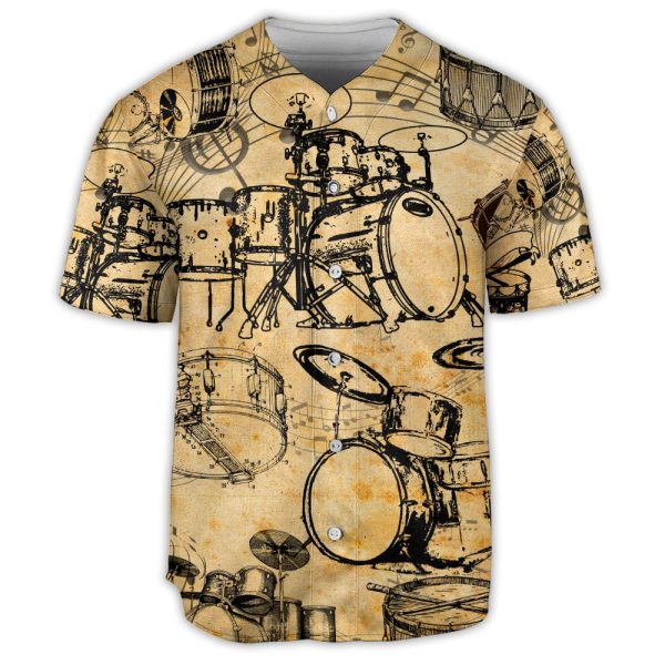 Drum Vintage Retro Sketch Art Style Baseball Jersey For Men and Women Jezsport.com