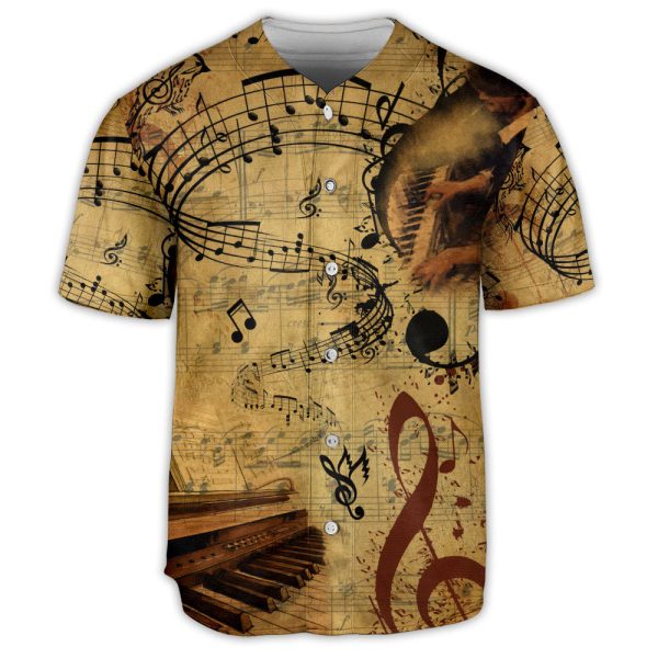 Piano Music Note Vintage Vibe Lover Art Style Baseball Jersey For Men and Women Jezsport.com