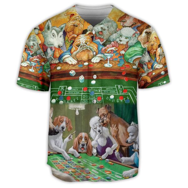 Dog Casino Funny Art Baseball Jersey For Men and Women Jezsport.com