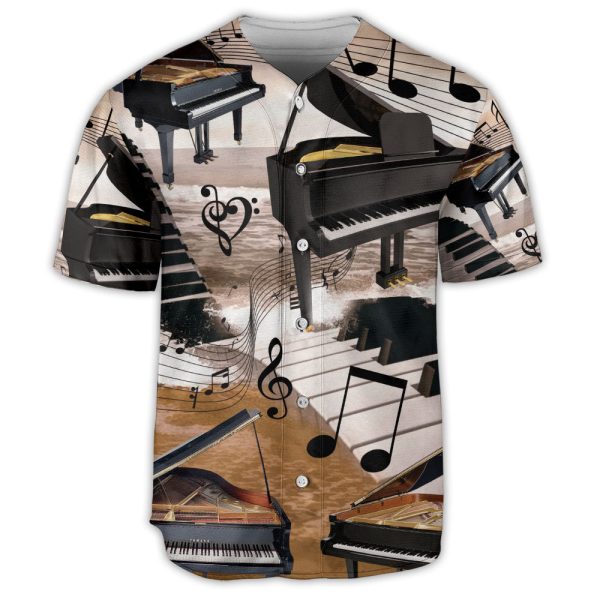 Piano Music Note Vintage Vibe Lover Art Style Baseball Jersey For Men and Women Jezsport.com