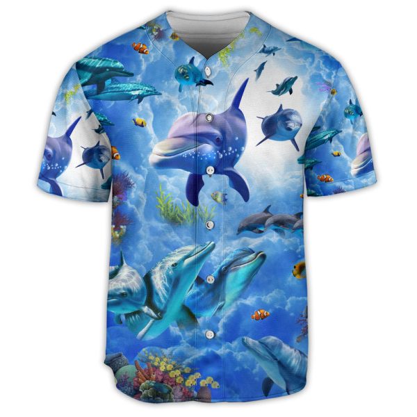 Dolphin Undersea Life Vibe Baseball Jersey For Men and Women Jezsport.com