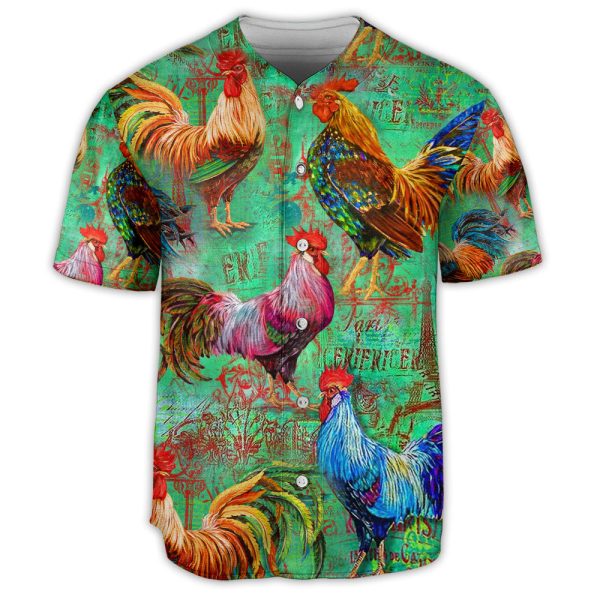 Chicken Colorful Art Flower Tropical Vibe Baseball Jersey For Men and Women Jezsport.com