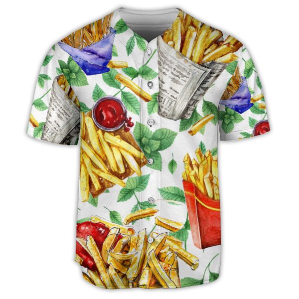 Food French Fries Art Baseball Jersey For Men and Women Jezsport.com