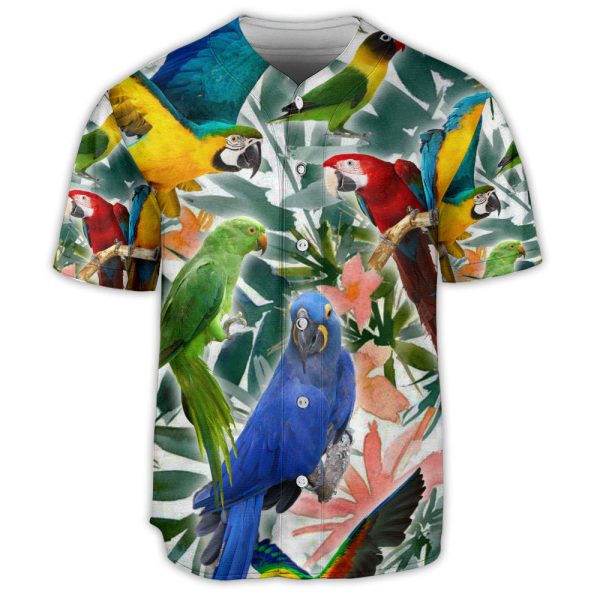 Parrot Tropical Flowes Art Baseball Jersey For Men and Women Jezsport.com