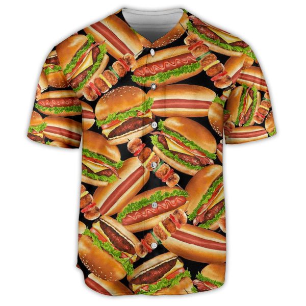 Food Hamberger Art Lover Baseball Jersey For Men and Women Jezsport.com